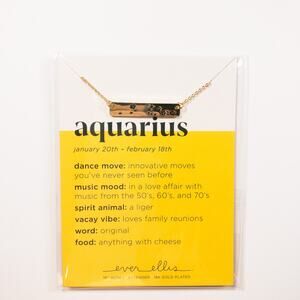 Ever Ellis Aquarius Zodiac Bar Necklace 18K Gold Plated Astrology Jewelry